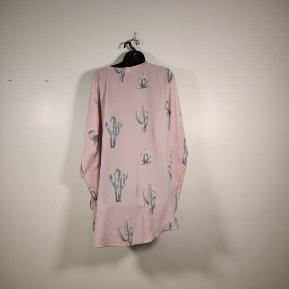 PANHANDLE Kimono Womens M Pink Green Cactus Print Open Front Artsy Desert Boho - Picture 3 of 9